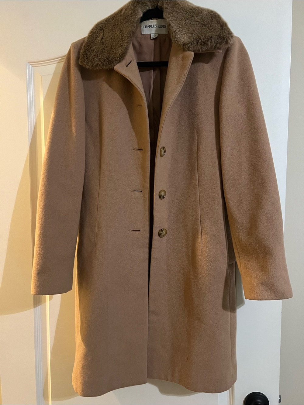 Charles Klein vintage wool coat with fur trim size 2